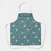 Tablier Turquoise vert brillant hiver blanc d'oiseau (Recto)