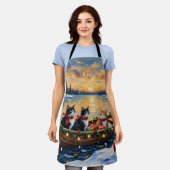 Tablier Tuxedo Cat Christmas Boat Holiday (Porté)