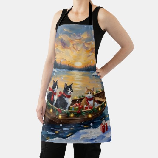 Tablier Tuxedo Cat Christmas Boat Holiday (Insitu)