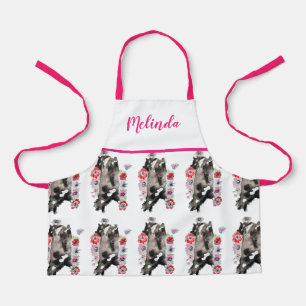 Tablier Tuxedo Chat Noir Blanc Funny Cute Chats Floral Apr