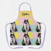 Tablier Tuxedo Chat Pastel Couleurs Rose Girls Nom (Recto)