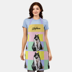 Tablier Tuxedo Chat Pastel Couleurs Rose Girls Nom