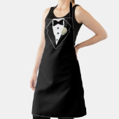 Tablier Tuxedo noir et blanc avec Fleur blanche en Lapon (Insitu)