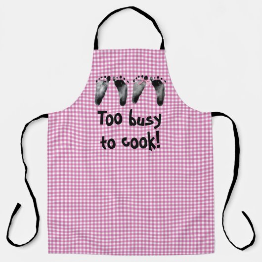 Tablier Twin Baby Footprints On Gingham (Recto)