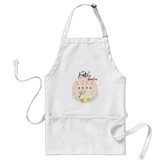 Tablier Two Easter Bunnies Personalized Apron (Devant)
