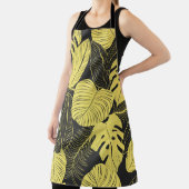 Tablier Two Tone Yellow Black Tropical Leaf Seamless Patte (Insitu)