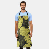 Tablier Two Tone Yellow Black Tropical Leaf Seamless Patte (Porté)