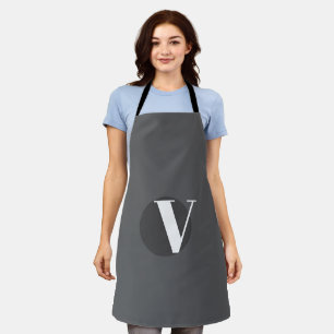 Tablier Type blanc personnalisé gris initial