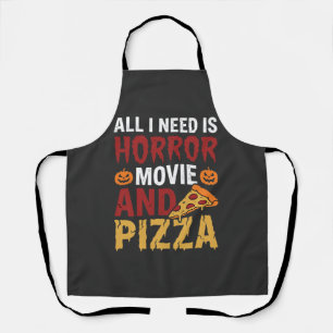 Tablier Typographie de film d'horreur et de pizza Hallowee