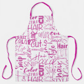 Tablier Typographie Du Coiffeur Rose Et Blanc Moderne (Recto)