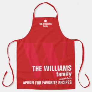 Tablier Typographie Monogramme moderne ROUGE