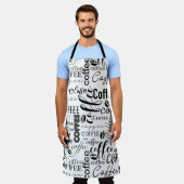 Tablier Typographie noir et blanc Conception de café (Porté)