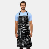 Tablier Typographie noir et blanc Conception de café (Porté)