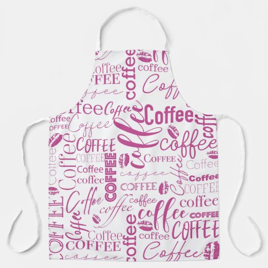 Tablier Typographie Rose Et Blanc Design Café (Recto)