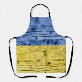 Tablier Ukraine drapeau bleu jaune motif de texture de boi (Recto)