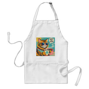 Tablier Un chat de dessin animé de style rétro en verre de
