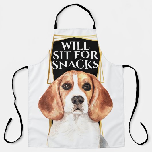 Tablier Un chien Beagle amusant s'assoit pour manger des e (Recto)