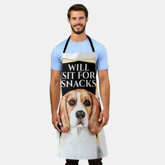 Tablier Un chien Beagle amusant s'assoit pour manger des e (Porté)