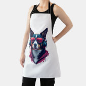 Tablier Un chien Habu portant lunettes de soleil et casque (Insitu)