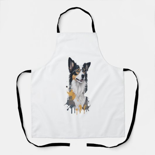 Tablier Un chien mignon Bordure Collie (Recto)