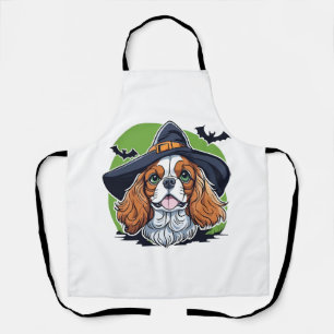 Tablier Un chien portant un chapeau de sorcière avec des c
