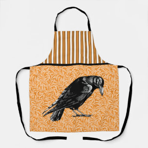 Tablier Un Corbeau ou Corbeau Halloween orange et noir