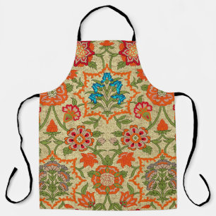 Tablier Un design floral par miroir répéter. Orange et ver