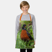 Tablier Un étrange Robin Américain dans l'herbe (Porté)