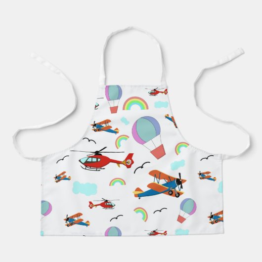 Tablier Un garçon Motif volant en blanc (Recto)