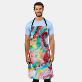 Tablier Un Grunge Dur Rouge. Motif de Shibori. Arbre à pin (Porté)