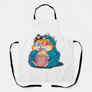 Tablier Un hamster drôle portant des lunettes mange du pop