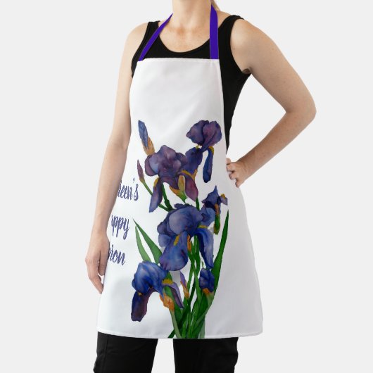 Tablier Un Iris Apron violet avec nom et message (Insitu)