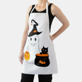 Tablier Un joli fantôme avec un chat noir célèbre l'hallow (Insitu)