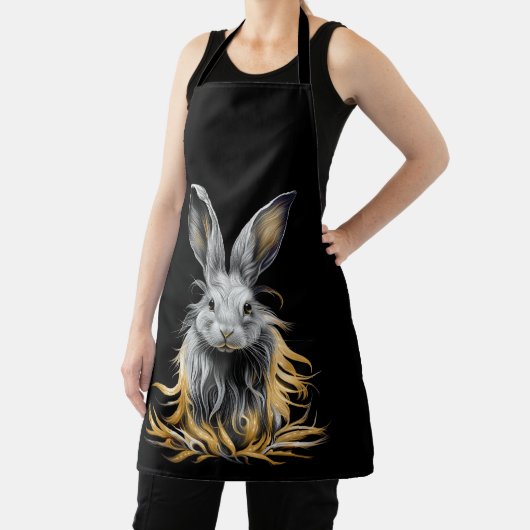 Tablier Un lapin gris génial en feu (Insitu)
