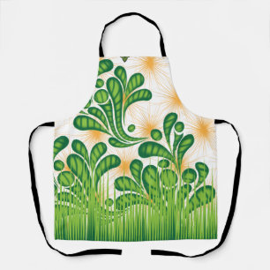 Tablier Un motif artistique vert et or représentant un arb