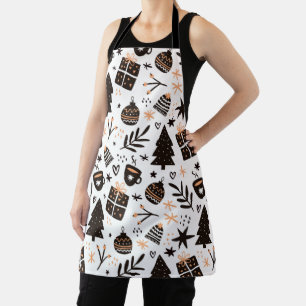 Tablier Un Motif de Noël noir et blanc