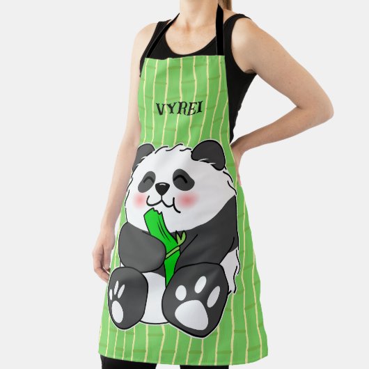 Tablier Un Panda Bébé Mignonne Mangeant Stalk Bambou (Insitu)
