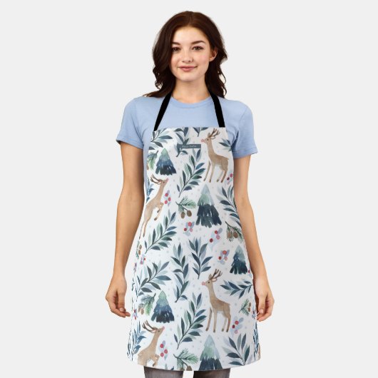 Tablier Un renne d'aquarelle dans la forêt Noël (Porté)