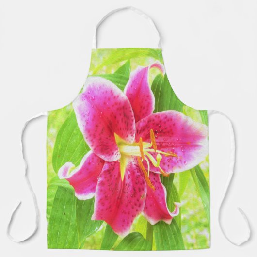 Tablier Un stargazer rose assez profond Lily sur Lime Gree (Recto)