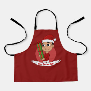 Tablier Un tout-petit mignon tenant un cadeau de Noël