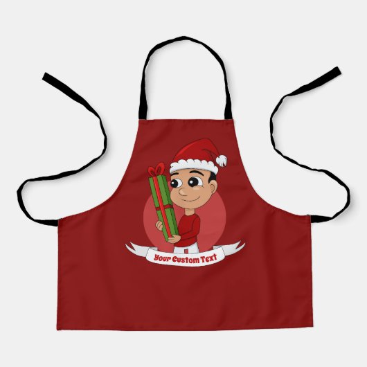 Tablier Un tout-petit mignon tenant un cadeau de Noël (Recto)
