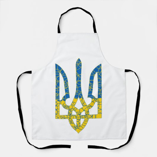 Tablier Un trident ukrainien texturé drapeau d'Ukraine cou (Recto)