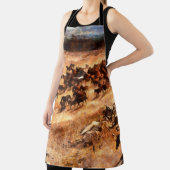 Tablier Un troupeau de chevaux sauvages en course. Travail (Insitu)