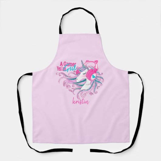 Tablier Une fille de gamer Magic Unicorn (Recto)