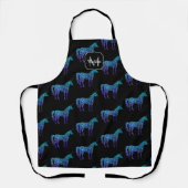 Tablier Unicorn Sparkles aqua blue ombre motif Monogramme (Recto)
