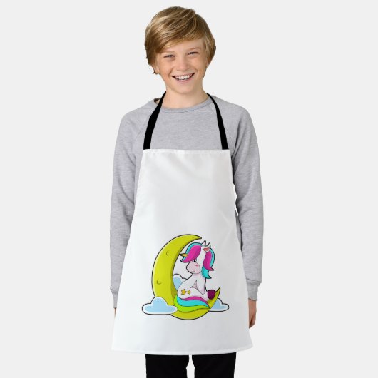 Tablier Unicorne avec nuages et lune (Porté)