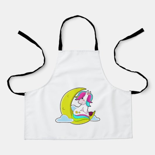 Tablier Unicorne avec nuages et lune (Recto)