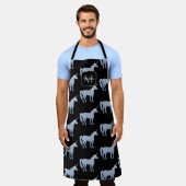 Tablier Unicorne bleu argenté Épercées motif Monogramme (Porté)