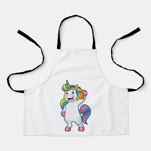 Tablier Unicorne comme coiffeur avec aérosol (Recto)