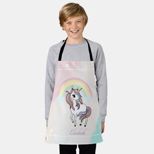 Tablier Unicorne magique, Arc en ciel, Étoiles (Porté)